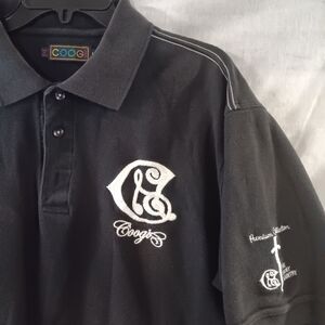 Coogi Polo Black Shirt Mens Size Large The Lucky Country Embroidered Shortsleeve